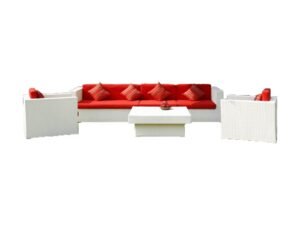 White 6 Seater Rattan Sofa Set